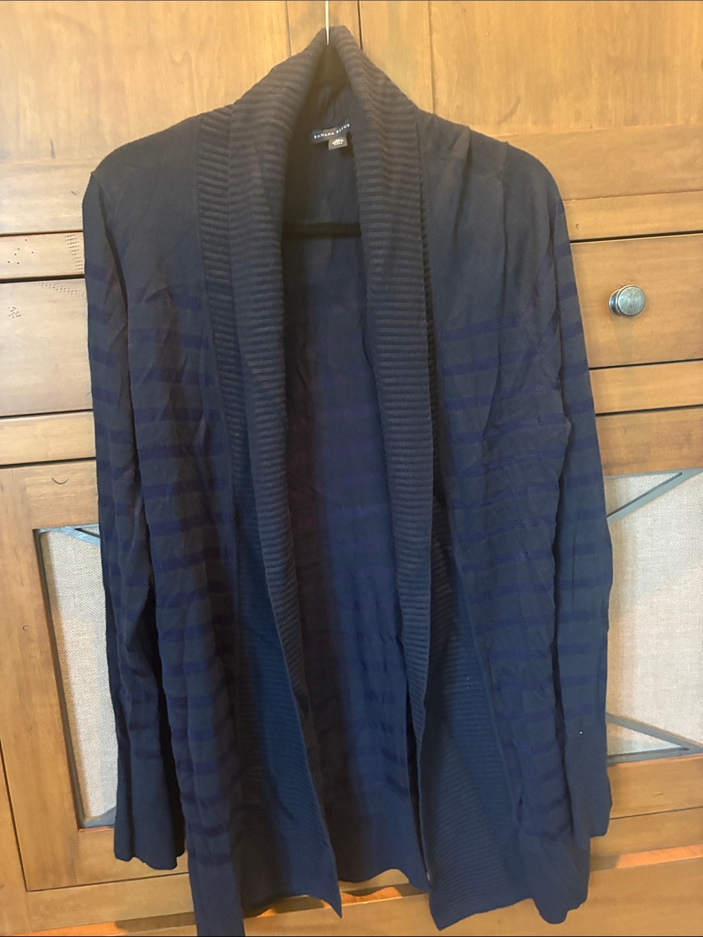 Banana Republic Navy Striped Open-Front Cardigan